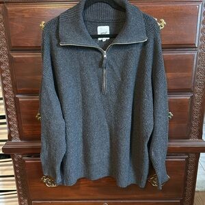 Aerie L grey half zip sweater very good condition